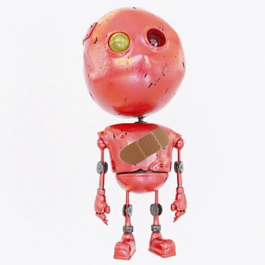 Metallic Baby Robot: Light-Eyed & Healing 3D model image 1 