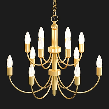 Elegant Antique Brass Chandelier 3D model image 1 