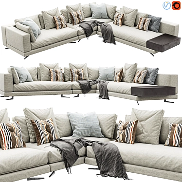 Elegant Minotti White Sofa Set 3D model image 1 