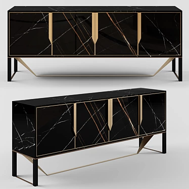 Modern Prisma Wood & Glass Sideboard 3D model image 1 