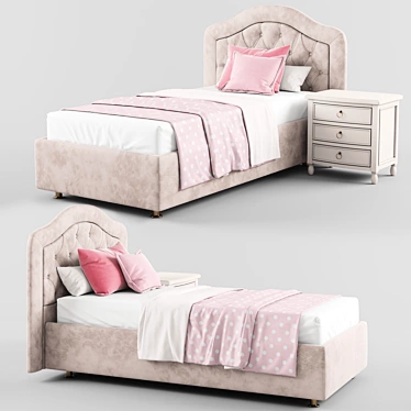 Elegant Sofia Upholstered Bed 3D model image 1 