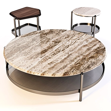 Giorgetti Skyline Coffee Table: Elegant Marble & Wood Design 3D model image 1 