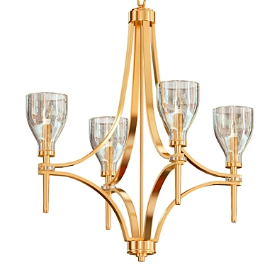 Antique Brass Hex Chandelier 3D model image 1 