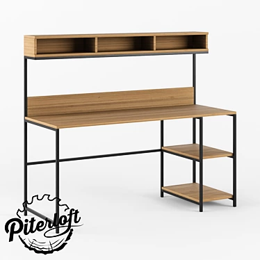 Industrial Wood and Metal Table 3D model image 1 