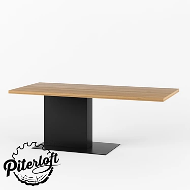 Industrial Black Wood Table 3D model image 1 