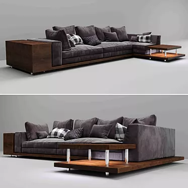 Luxury Velvet Sofa 3D model image 1 