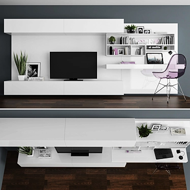 Versatile TV Stand with Built-in Workspace 3D model image 1 