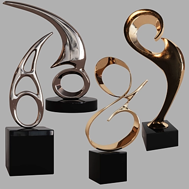 Abstract Bronze Sculptures by Bob Bennett 3D model image 1 