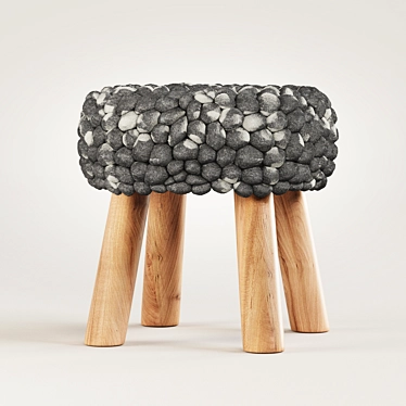 Cozy Gray Felted Stool 3D model image 1 