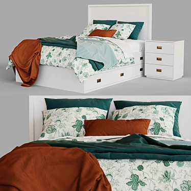 Avalon Storage Bed & Nightstand: Stylish & Functional 3D model image 1 