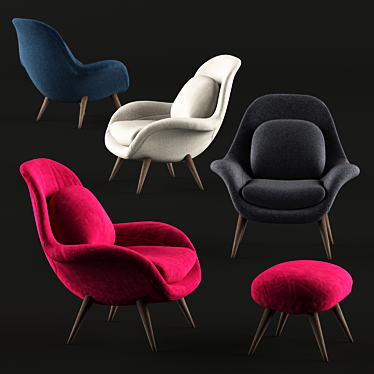 Luxe Velvet Swoon Armchair 3D model image 1 