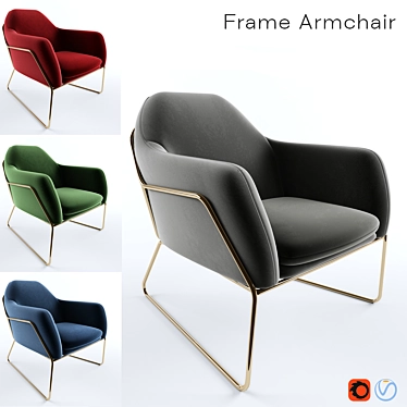 Grass Velvet Frame Armchair 3D model image 1 