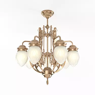 Pannon 7-Armed Brass Chandelier 3D model image 1 