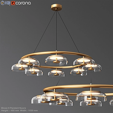 Nuura Blossi 8 Pendant: Exquisite Brass and Glass Design 3D model image 1 