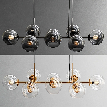 Golden Glass Chandelier 8-Light Luxury 3D model image 1 