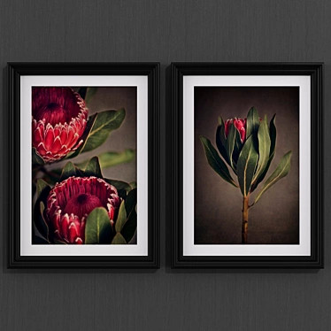 Contemporary Red Protea Art 3D model image 1 