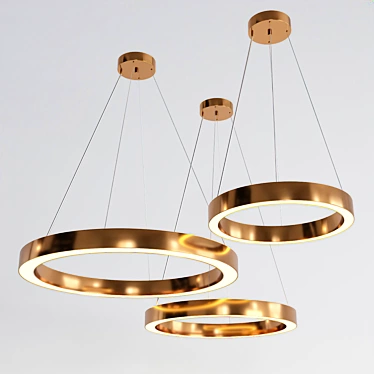 MoonLight LED Pendant Light: Gold, 30/40/60W, 600/800/1000mm Diameter 3D model image 1 