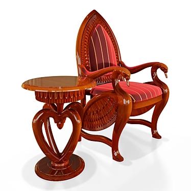 Elegant Swan Armchair & Table 3D model image 1 