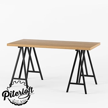 Davis Loft Table: Customizable, Solid Wood & Metal 3D model image 1 