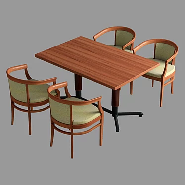 Italian Walnut Cafe and Bar Table Set 3D model image 1 