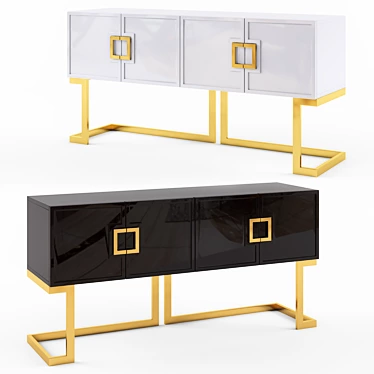 Modern Lacquer Sideboard with Gold Trim 3D model image 1 