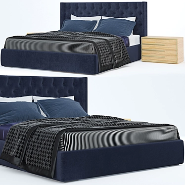 Elegant Tufted Luxury Bed 3D model image 1 