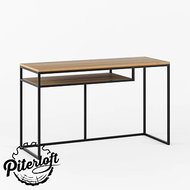 Industrial Wood and Metal Table 3D model image 1 