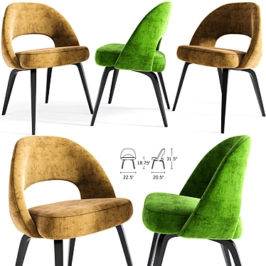 Modern Saarinen Wood Leg Side Chair 3D model image 1 