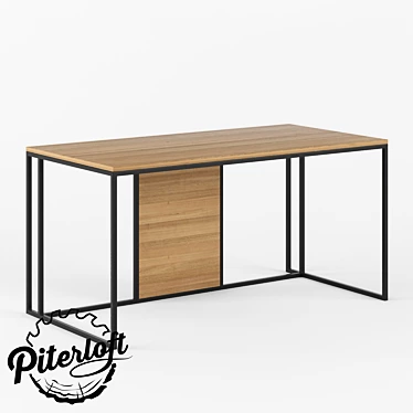 Title: Industrial Wood Metal Table 3D model image 1 