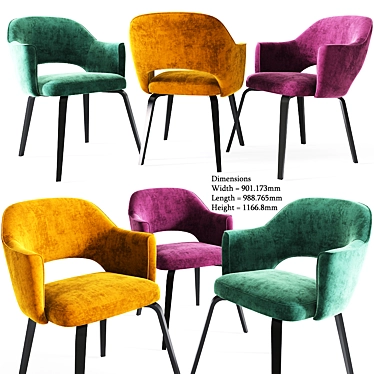 Elegant Woodleg Armchairs by Eero Saarinen 3D model image 1 