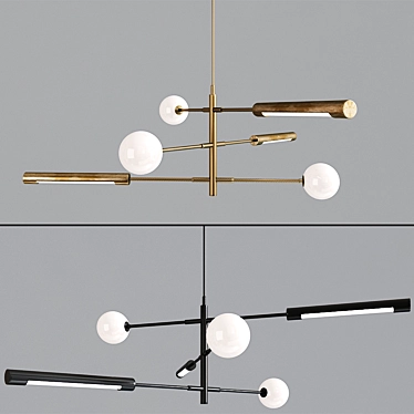 Sleek Nordic Chandelier 3D model image 1 