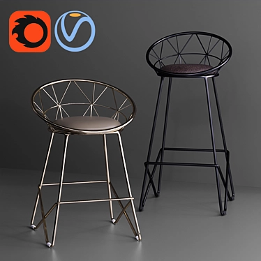 Rolf Metal Bar Stool Chair: Modern Iron Steel Frame 3D model image 1 