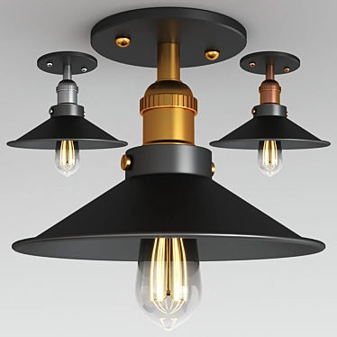 Vintage Flush Mount Ceiling Light 3D model image 1 