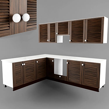 Sleek Blinds Kitchen 3D model image 1 