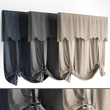 Elegant Roman Blinds Set 3D model image 1 