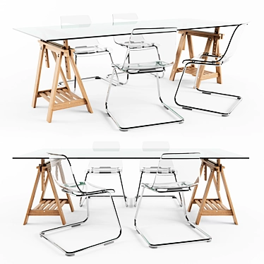 Sleek and Stylish Ikea Table Set 3D model image 1 