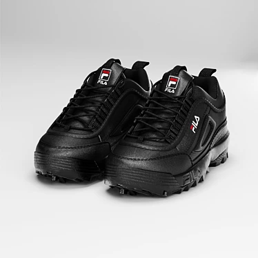 Title: Fila Disruptors 2 Black Sneakers 3D model image 1 