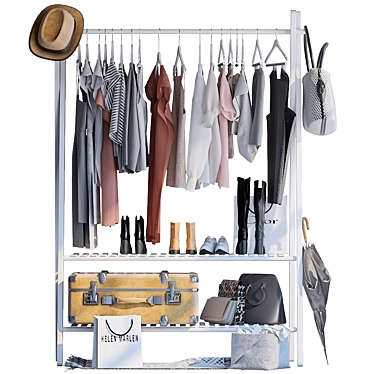 Stylish Floor Rack for Clothes 3D model image 1 