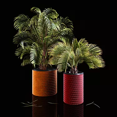 Tropical Palms in Woven Planters 3D model image 1 