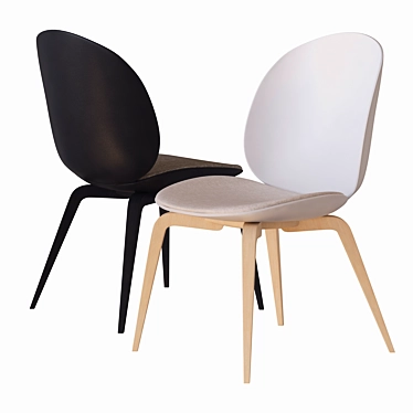 Beetle Chair Wood Base: Timeless Elegance 3D model image 1 