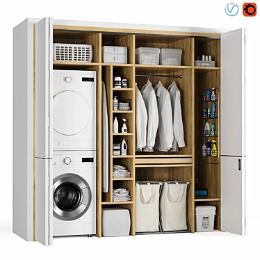 Efficient Laundry Solution: L-2200mm x B-800mm x H-2200mm 3D model image 1 