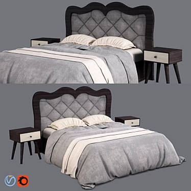 Modern Bed Set: UV Mapped, Vray & Corona Materials 3D model image 1 