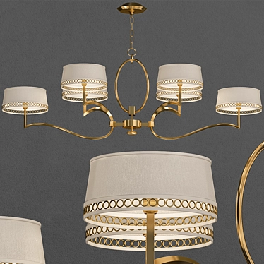 Elegant Gold Leaf Chandelier 3D model image 1 