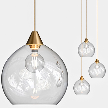 Glimmering Brass Pendant Light 3D model image 1 