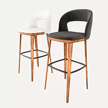 Modern Velvet Bar Stool 3D model image 1 