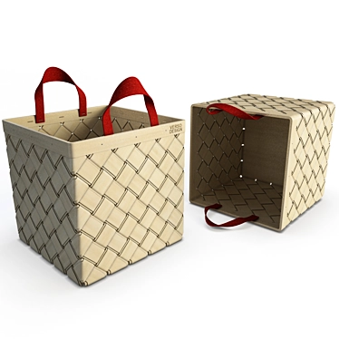 Braided Rattan Basket: Versatile Bathroom Accessory 3D model image 1 