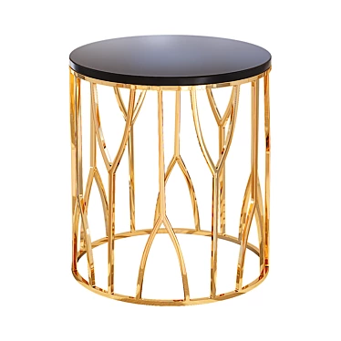 Luxury Gold and Black Glass Coffee Table 3D model image 1 