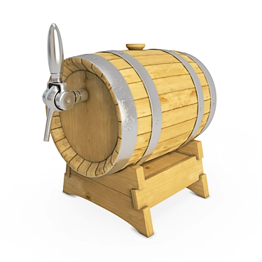  Rustic Oak Beer Barrel 3D model image 1 