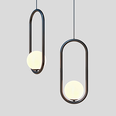 Elegant Black Glass Pendant Light 3D model image 1 