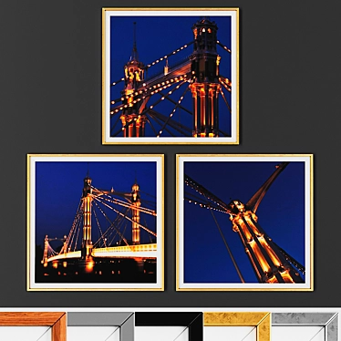 Modern Picture Set: 3 Artworks, 5 Frame Options 3D model image 1 